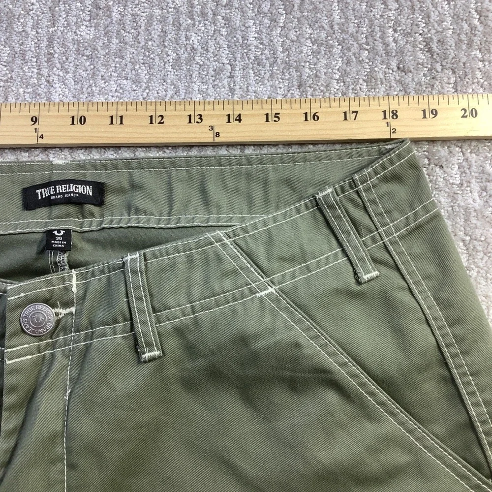 True Religion Mens Kalamata Green Cargo SN Pants HS Outline Size 36 x 32 NWT